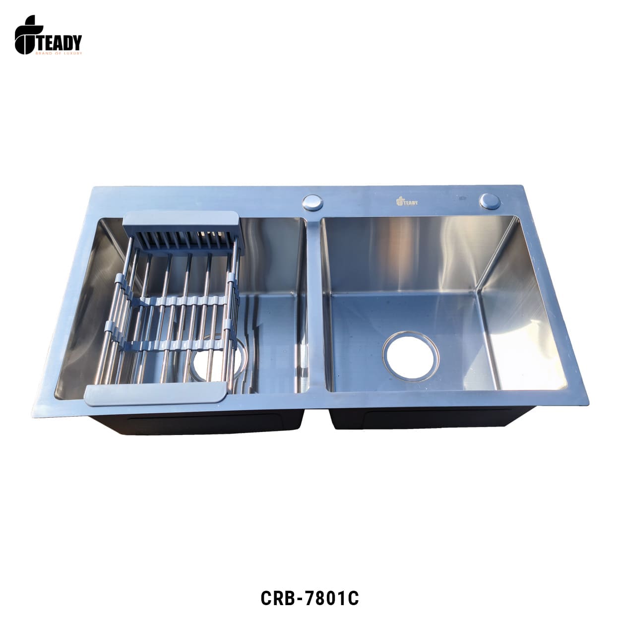Chậu rửa bát Inox bóng 2 hố cân CRB-7801C