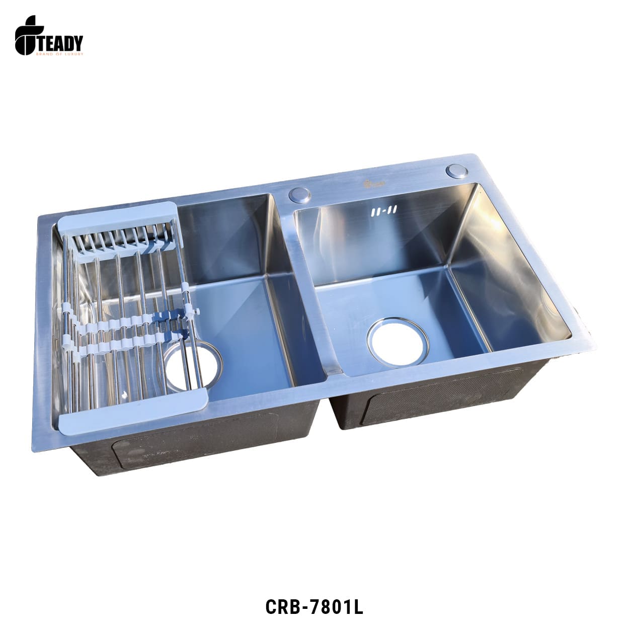 Chậu rửa bát Inox bóng 2 hố lệch CRB-7801L