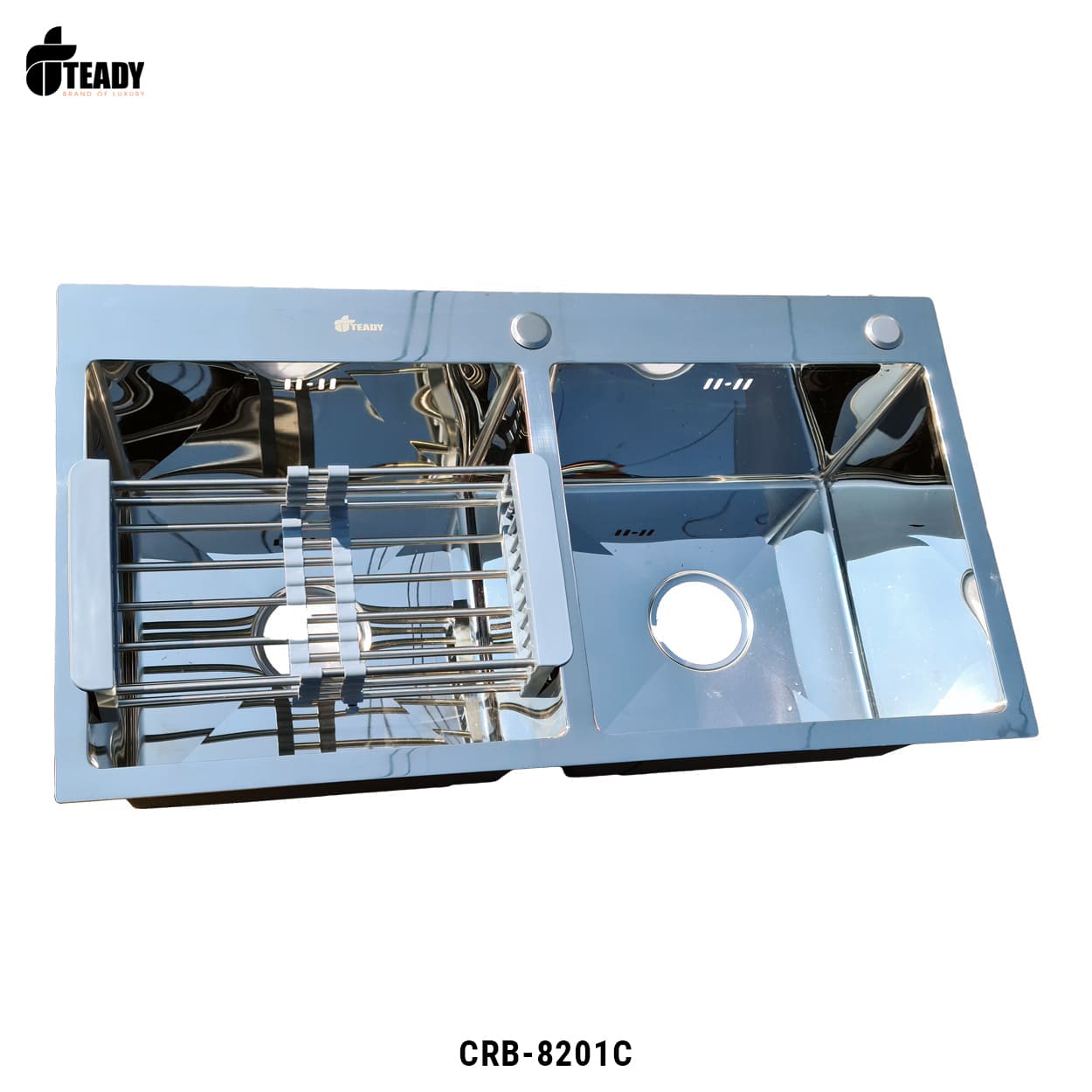 Chậu rửa bát Inox bóng 2 hố cân CRB-8201C