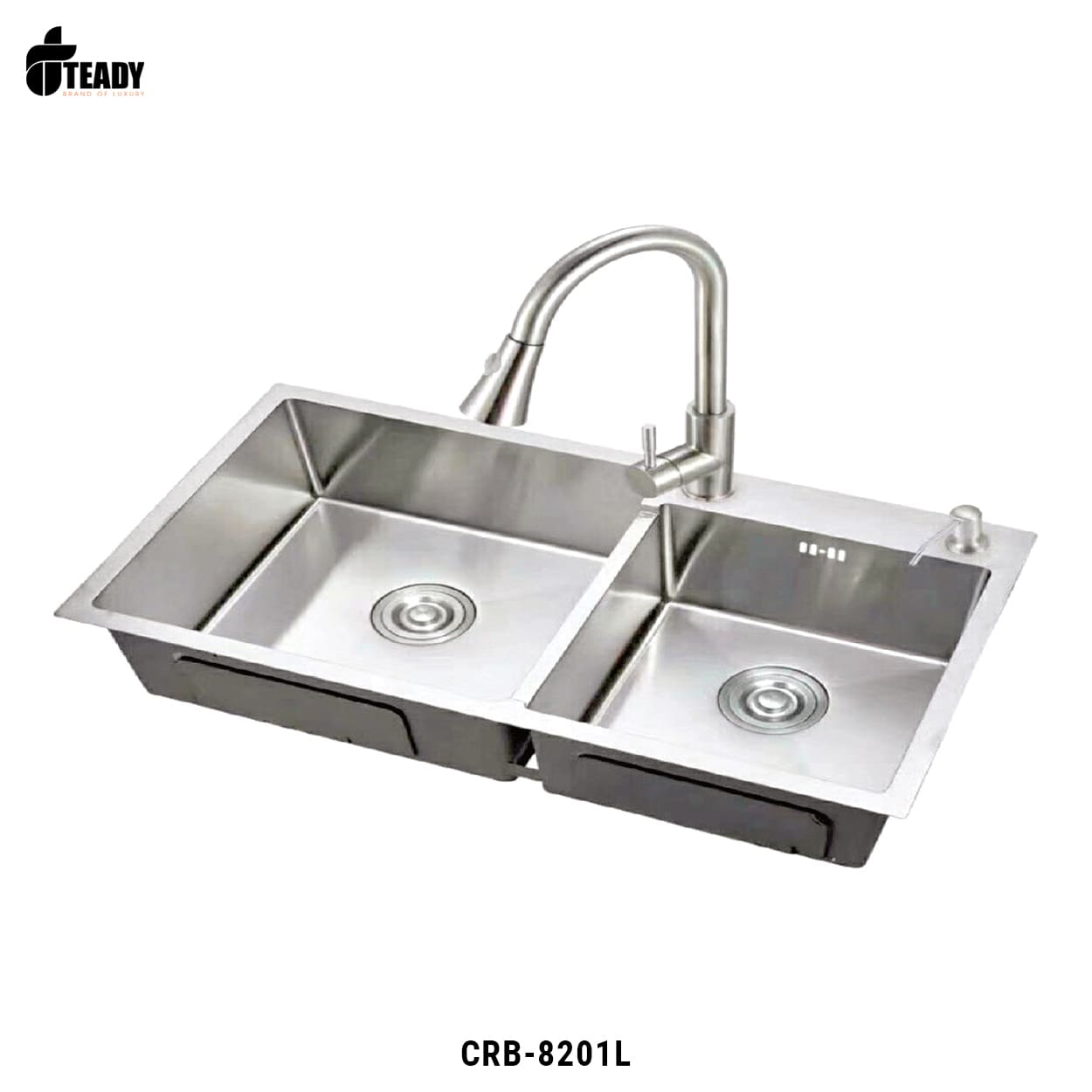 Chậu rửa bát Inox bóng 2 hố lệch CRB-8201L