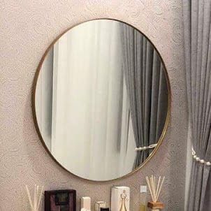 Gương phòng tắm viền nhôm mạ vàng GT-05V kích thước 600x600